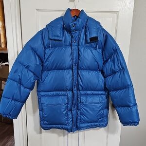 🏔️ Vintage Rugged Country by Campus Blue Down Puffer Jacket w/ Hood - 42 Long